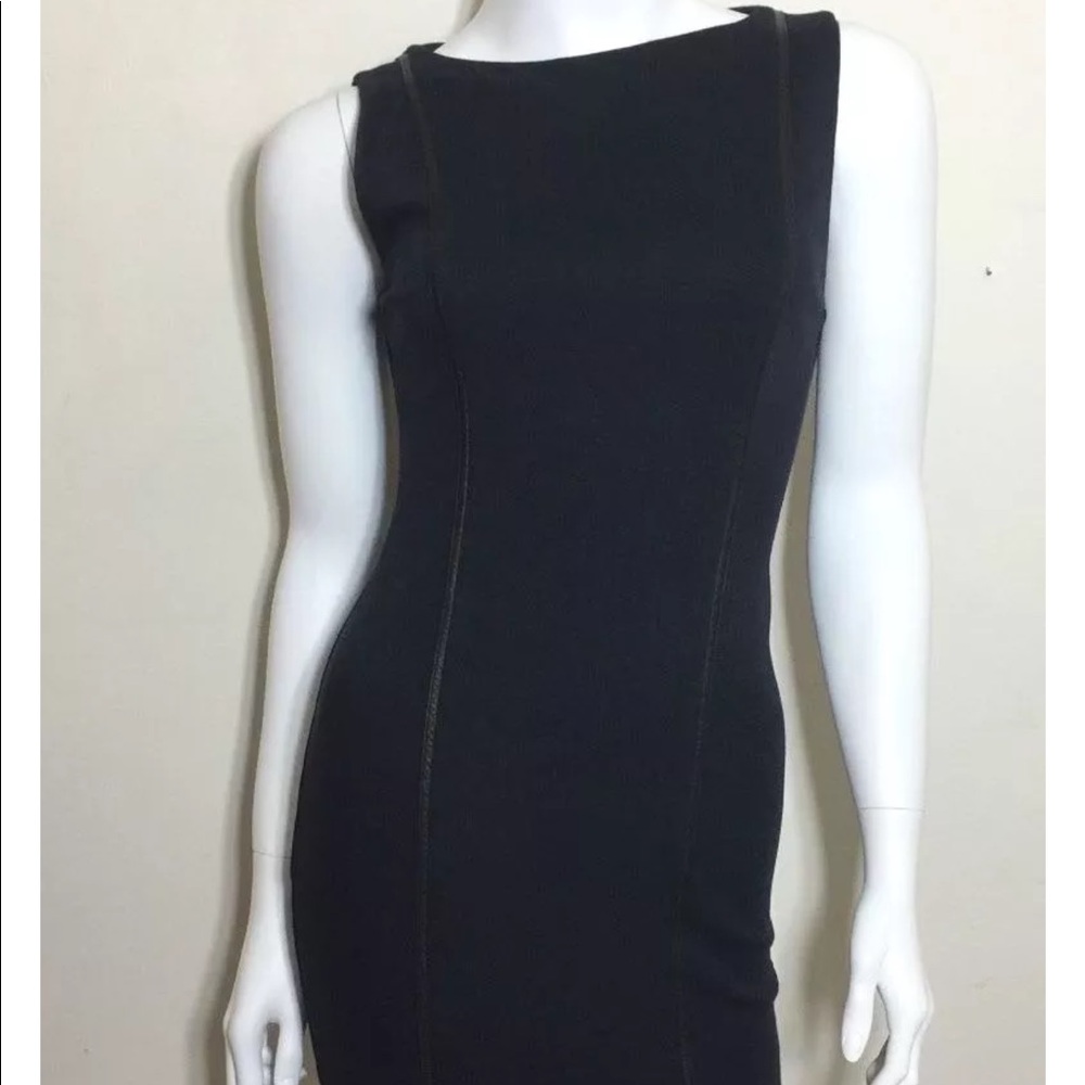 Alice + Olivia Employed Fitted Leather trim dress